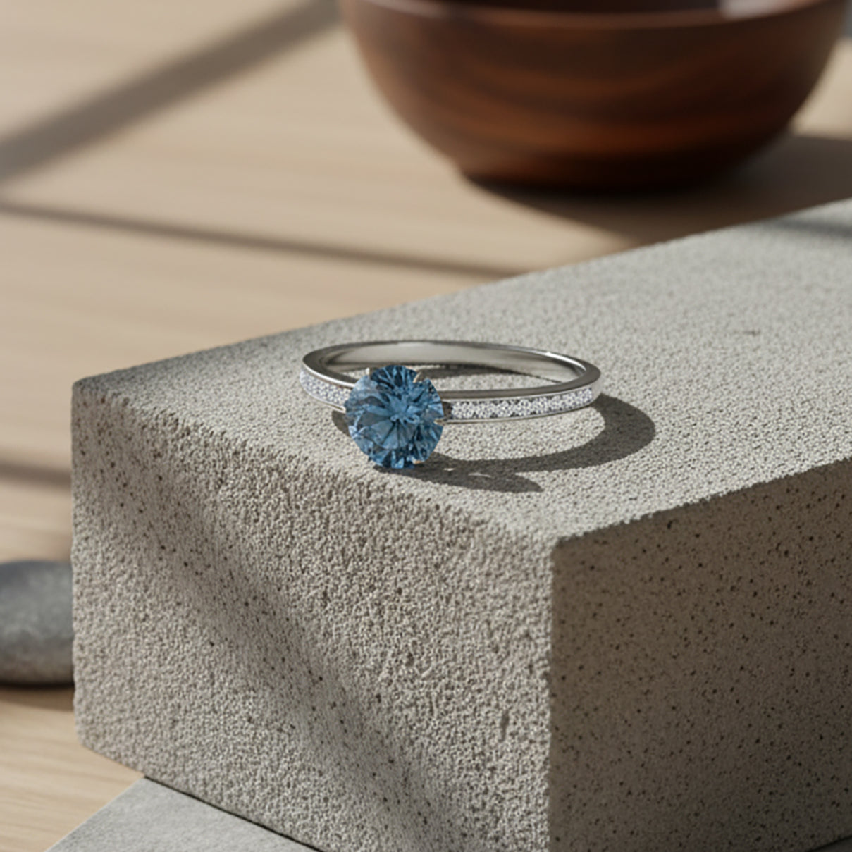 LUXURIANT 1.26 Ct. Lab Grown Blue Diamond (Fancy Intense-VS), Lab Grown Diamond Ring in Rhodium Overlay Sterling Silver (VS-EF) 8280858 2