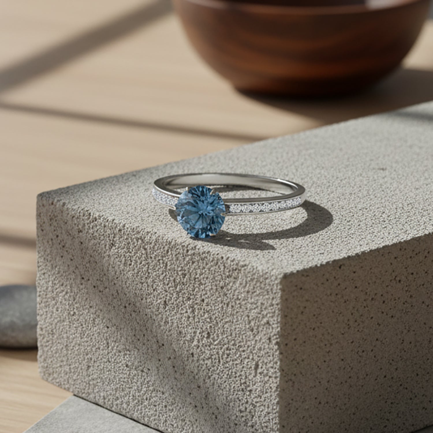 LUXURIANT 1.26 Ct. Lab Grown Blue Diamond (Fancy Intense-VS), Lab Grown Diamond Ring in Rhodium Overlay Sterling Silver (VS-EF) 8280858 2