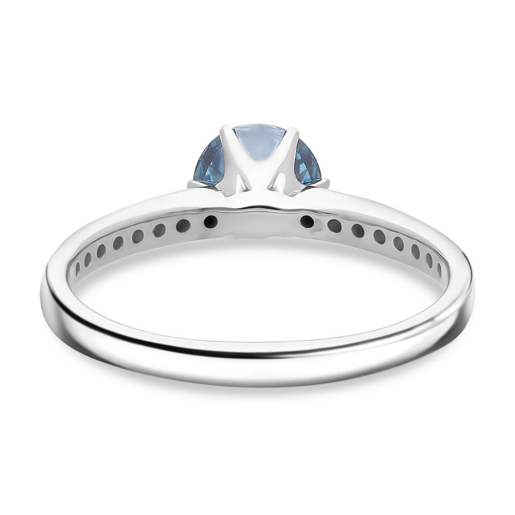 Luxuriant Lab Grown Blue Diamond (Fancy Intense/VS) 1.00ct & Lab Grown Diamond (VS/EF) Ring in Rhodium Overlay Sterling Silver 1.26 Ct._8280858_4