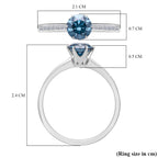 Luxuriant Lab Grown Blue Diamond (Fancy Intense/VS) 1.00ct & Lab Grown Diamond (VS/EF) Ring in Rhodium Overlay Sterling Silver 1.26 Ct._8280858_5