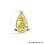 Luxuriant 9K White Gold Lab Grown Yellow Diamond (VS) Solitaire Stud Push Post Earring 2.00 Ct._8281027_4