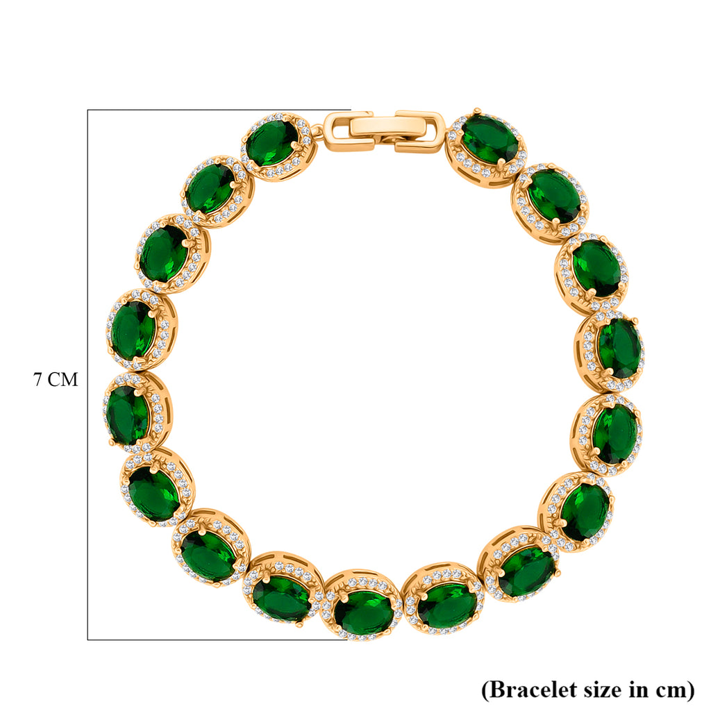 White Cubic Zirconia & Green Crystal Bracelet (Size - 7.5) in Yellow Gold Tone 1.50 Ct._8282230_4