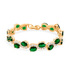White Cubic Zirconia & Green Crystal Bracelet (Size - 7.5) in Yellow Gold Tone 2.00 Ct._8282259