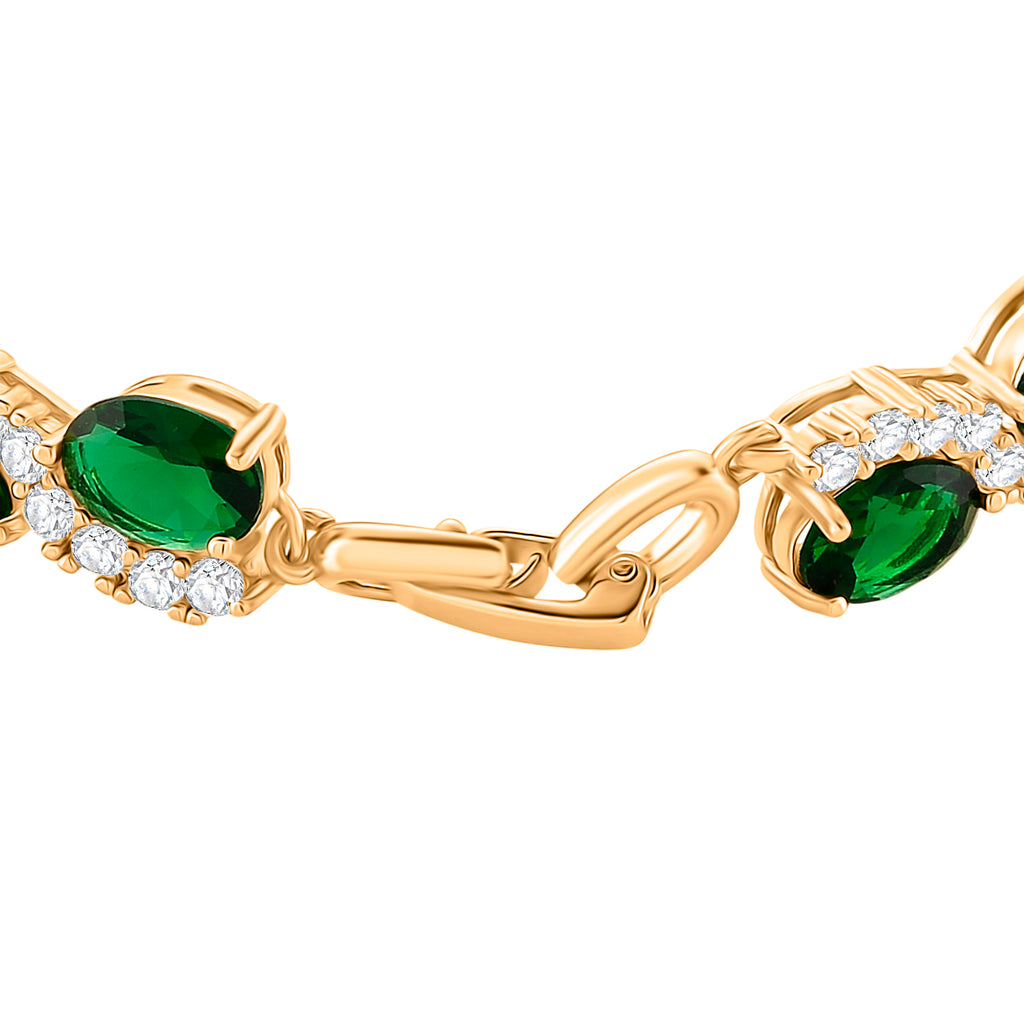 White Cubic Zirconia & Green Crystal Bracelet (Size - 7.5) in Yellow Gold Tone 2.00 Ct._8282259_3