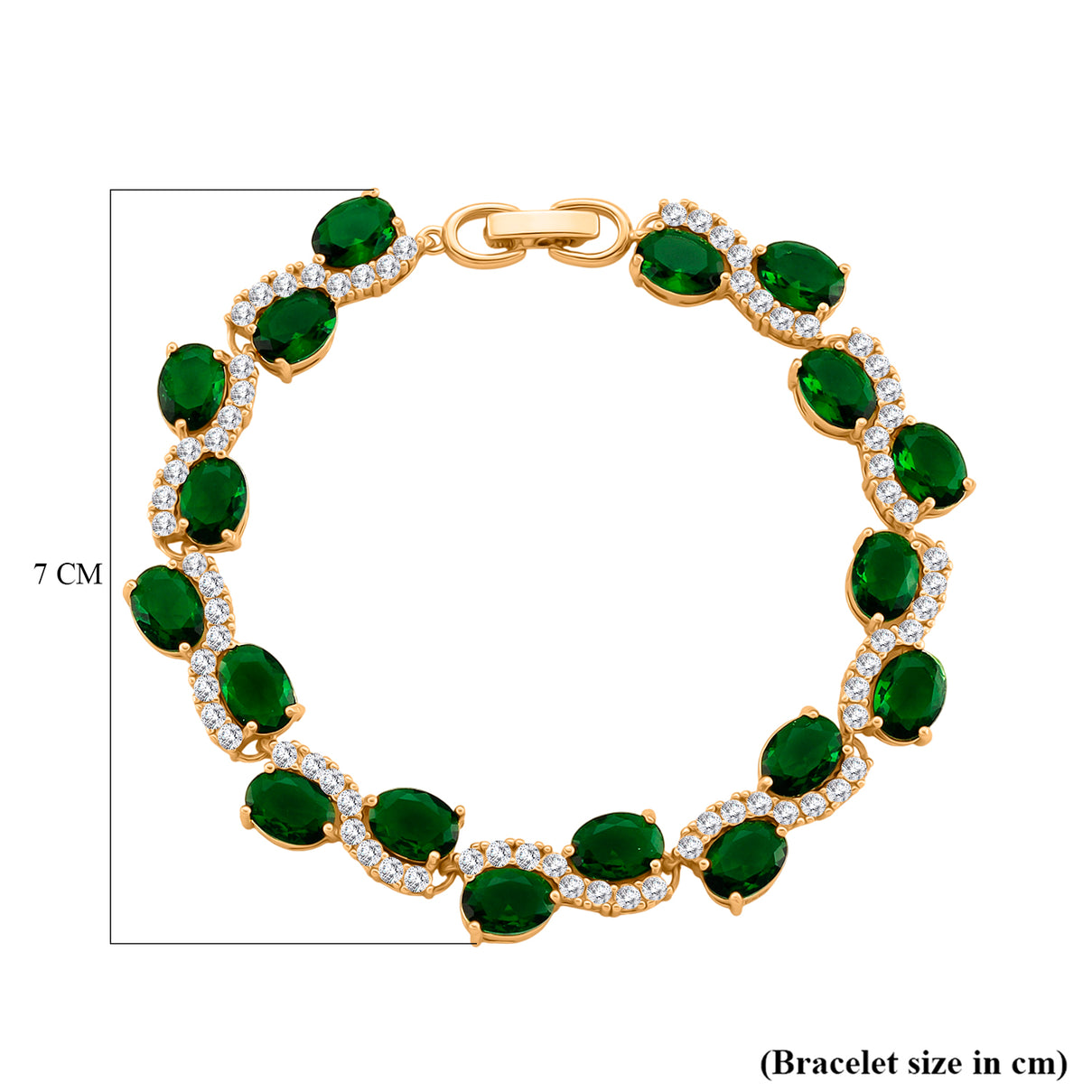 White Cubic Zirconia &amp; Green Crystal Bracelet (Size - 7.5) in Yellow Gold Tone 2.00 Ct. V32515052 5