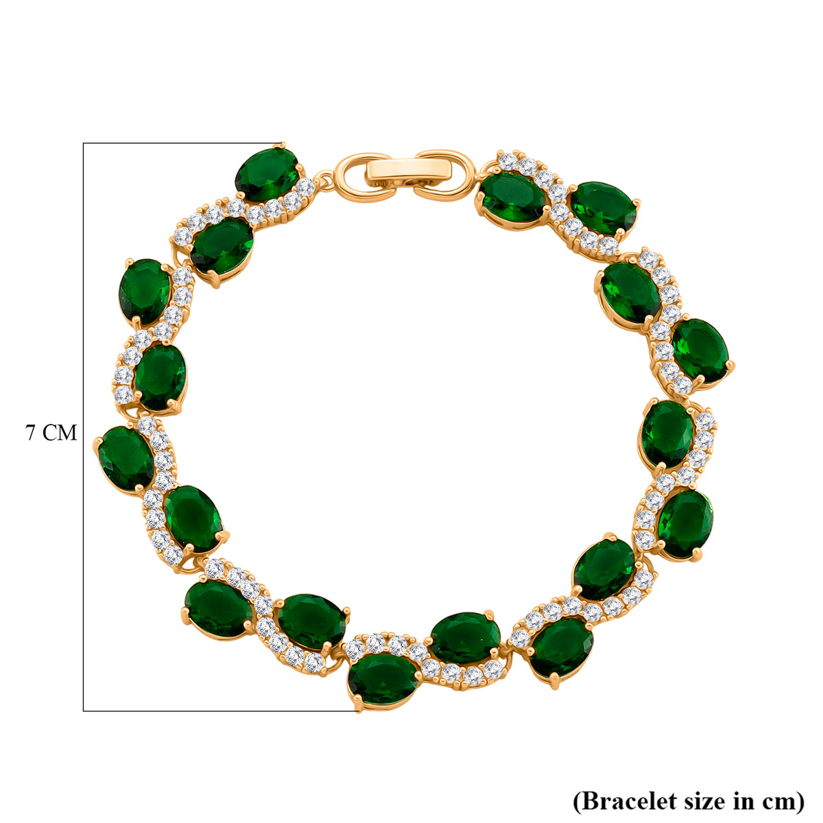 White Cubic Zirconia &amp; Green Crystal Bracelet (Size - 7.5) in Yellow Gold Tone 2.00 Ct. V32515052 5
