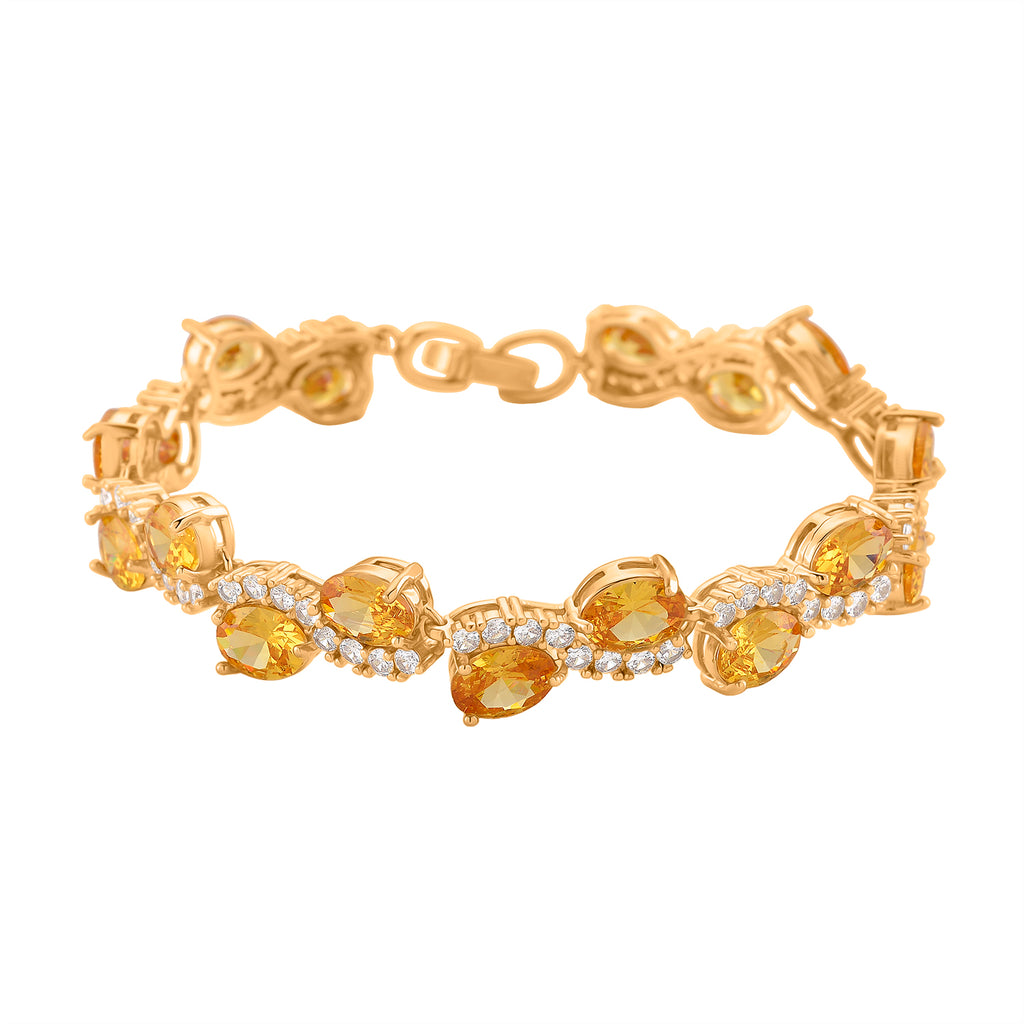 White Cubic Zirconia & Yellow Cubic Zirconia Bracelet (Size - 7.5) in Yellow Gold Tone 11.00 Ct._8282260