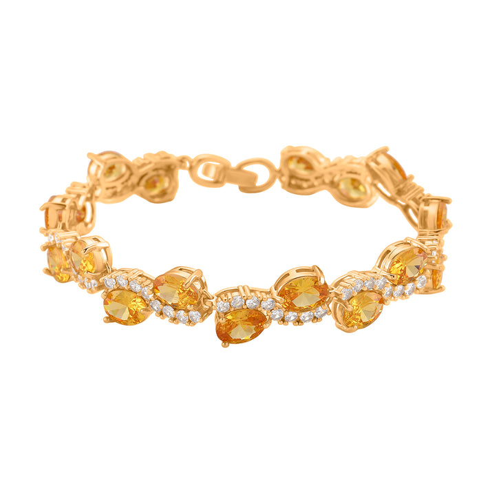 White Cubic Zirconia &amp; Yellow Cubic Zirconia Bracelet (Size - 7.5) in Yellow Gold Tone 11.00 Ct. 8282260 1