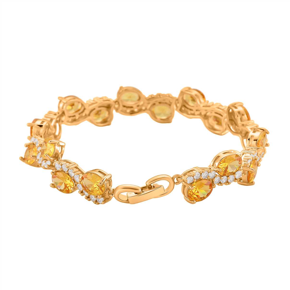 White Cubic Zirconia &amp; Yellow Cubic Zirconia Bracelet (Size - 7.5) in Yellow Gold Tone 11.00 Ct. 8282260 4