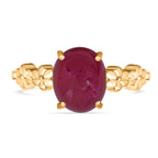 D'Joy African Ruby Solitaire Ring in Yellow Gold Plated Sterling Silver 4.10 Ct._8282296