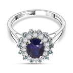 D'Joy Masoala Sapphire, Blue Apatite & White Zircon Ring in Rhodium Overlay Sterling Silver 2.77 Ct._8282306