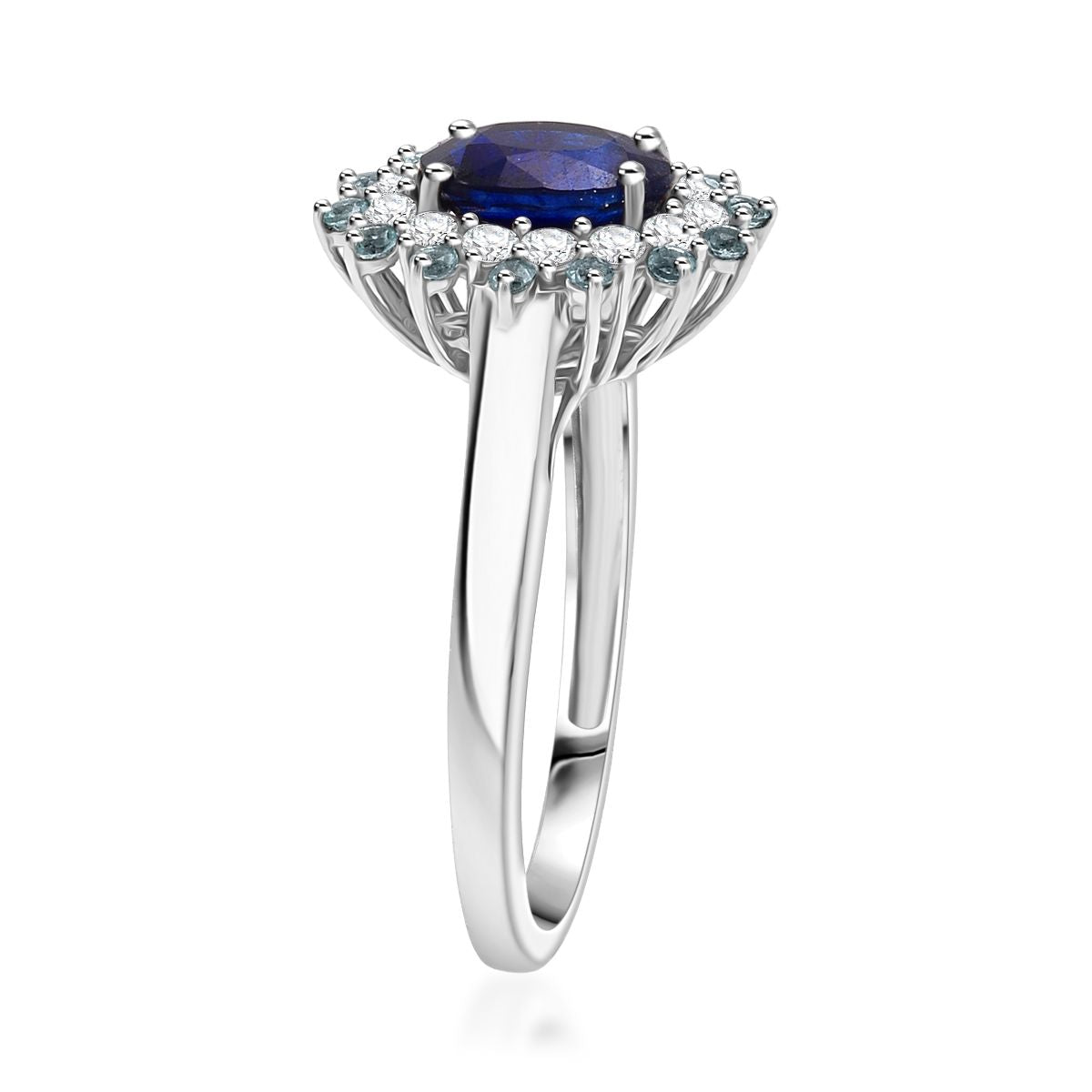 D'Joy Masoala Sapphire, Blue Apatite &amp; White Zircon Ring in Rhodium Overlay Sterling Silver 2.77 Ct. 8282307 3