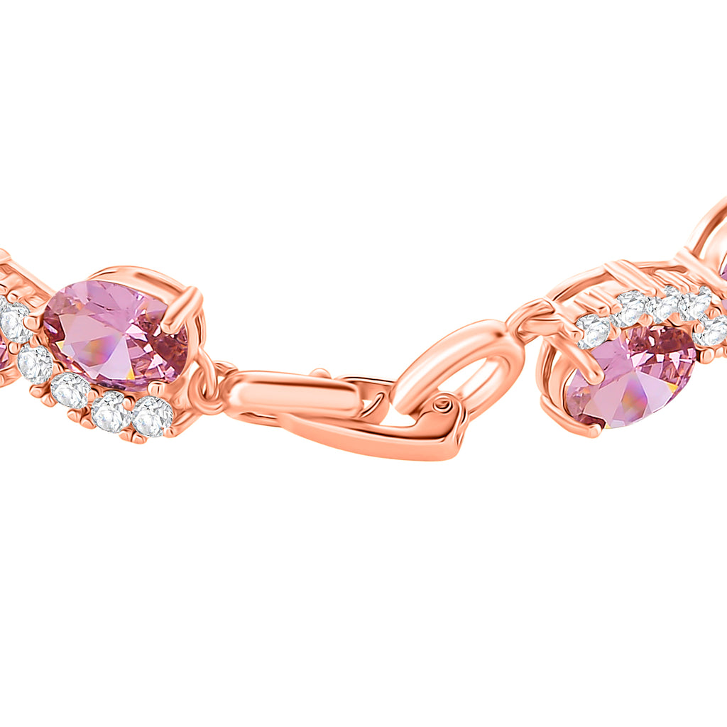 White Cubic Zirconia & Pink Cubic Zirconia Bracelet (Size - 7.5) in Rose Gold Tone 11.00 Ct._8282322_3