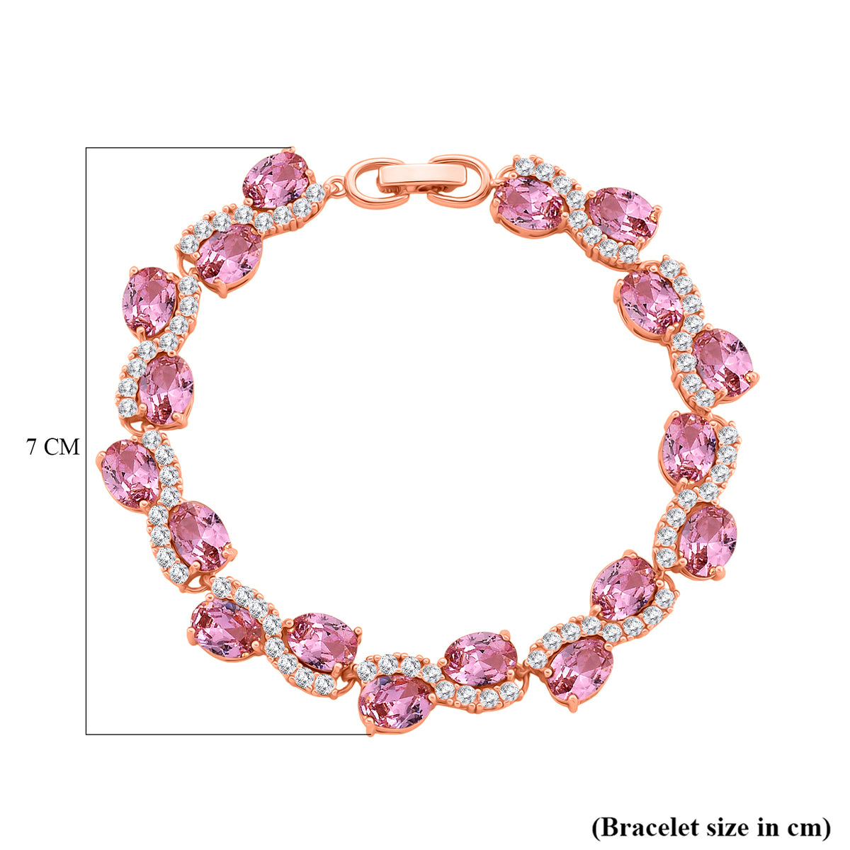White Cubic Zirconia &amp; Pink Cubic Zirconia Bracelet (Size - 7.5) in Rose Gold Tone 11.00 Ct. V32515278 5