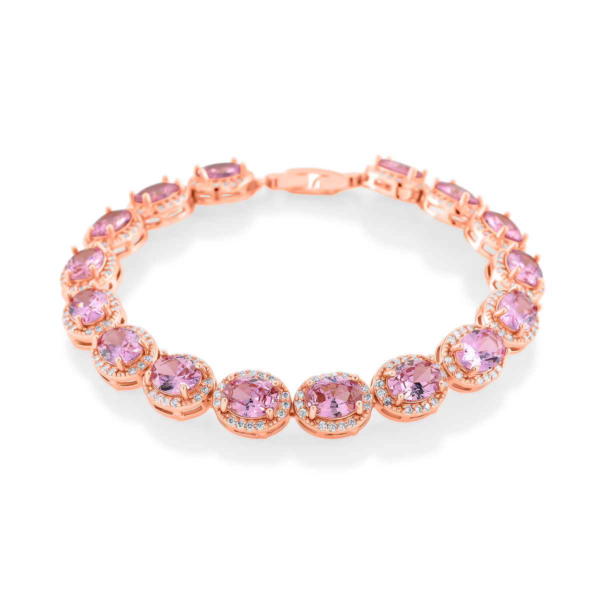 White Cubic Zirconia &amp; Pink Cubic Zirconia Bracelet (Size - 7.5) in Rose Gold Tone 9.50 Ct. V32566952 0