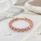 White Cubic Zirconia & Pink Cubic Zirconia Bracelet (Size - 7.5) in Rose Gold Tone 9.50 Ct._8282327_1