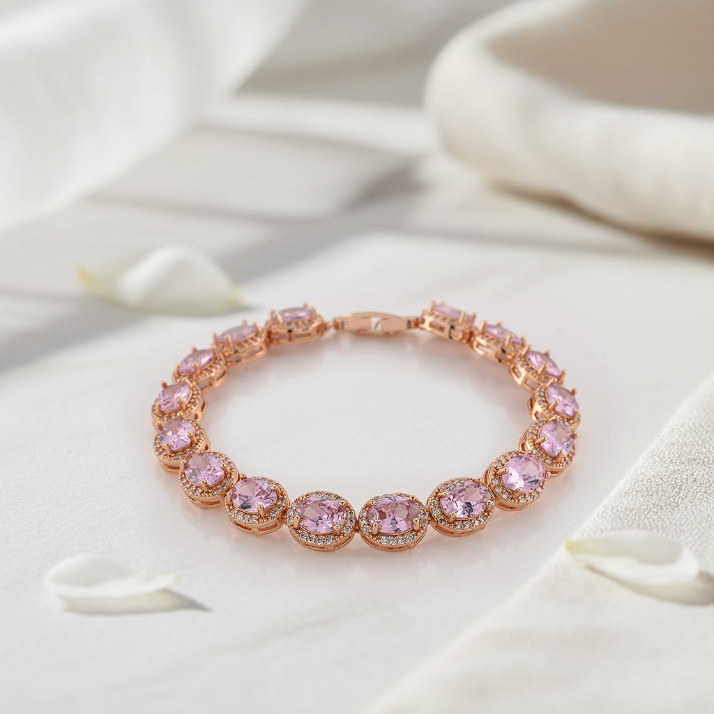 White Cubic Zirconia &amp; Pink Cubic Zirconia Bracelet (Size - 7.5) in Rose Gold Tone 9.50 Ct. V32566952 2