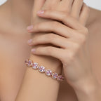 White Cubic Zirconia & Pink Cubic Zirconia Bracelet (Size - 7.5) in Rose Gold Tone 9.50 Ct._8282327_2