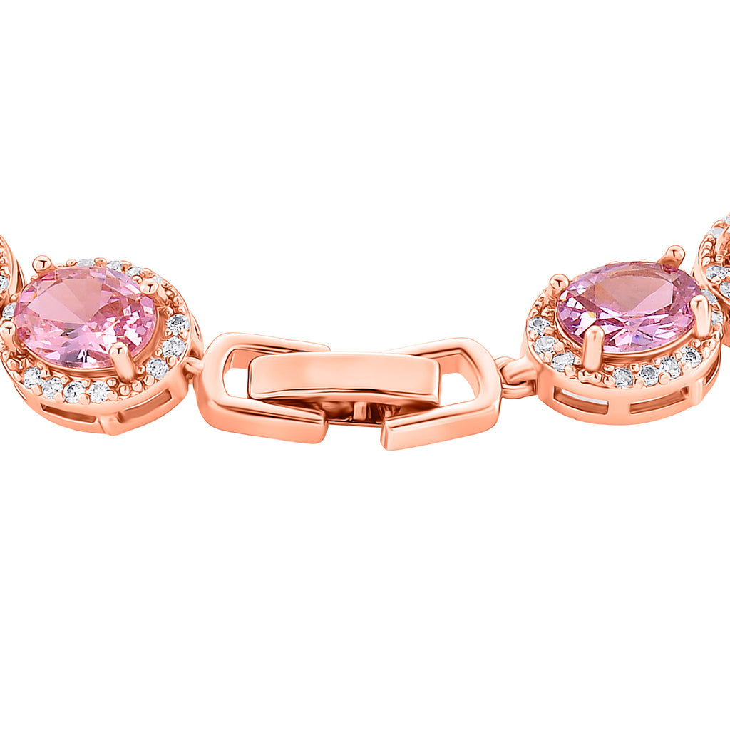 White Cubic Zirconia & Pink Cubic Zirconia Bracelet (Size - 7.5) in Rose Gold Tone 9.50 Ct._8282327_3