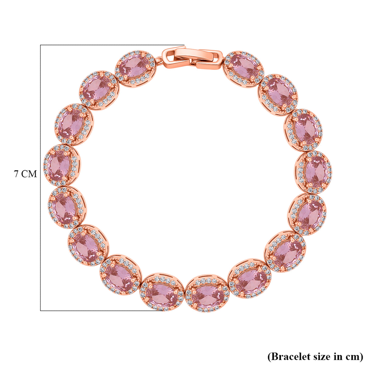 White Cubic Zirconia &amp; Pink Cubic Zirconia Bracelet (Size - 7.5) in Rose Gold Tone 9.50 Ct. V32566952 5