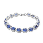 White Cubic Zirconia & Blue Crystal Bracelet (Size - 7.5) in Silver Tone 1.50 Ct._8282374