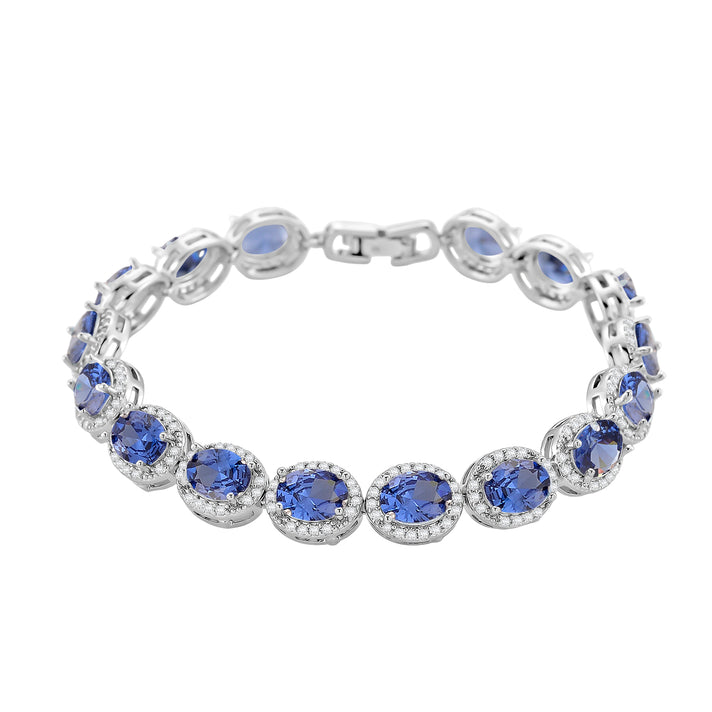 White Cubic Zirconia &amp; Blue Crystal Bracelet (Size - 7.5) V32646380 1