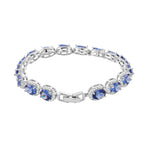 White Cubic Zirconia & Blue Crystal Bracelet (Size - 7.5) in Silver Tone 1.50 Ct._8282374_3