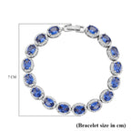 White Cubic Zirconia & Blue Crystal Bracelet (Size - 7.5) in Silver Tone 1.50 Ct._8282374_4