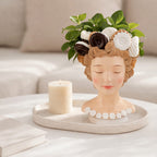 LIVMORE Lady Head Planter with Brown Hair (15 x 15 x 25 cm)._8282645_2