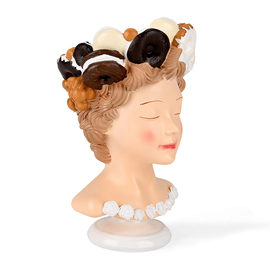 LIVMORE Lady Head Planter with Brown Hair (15 x 15 x 25 cm)._8282645_5