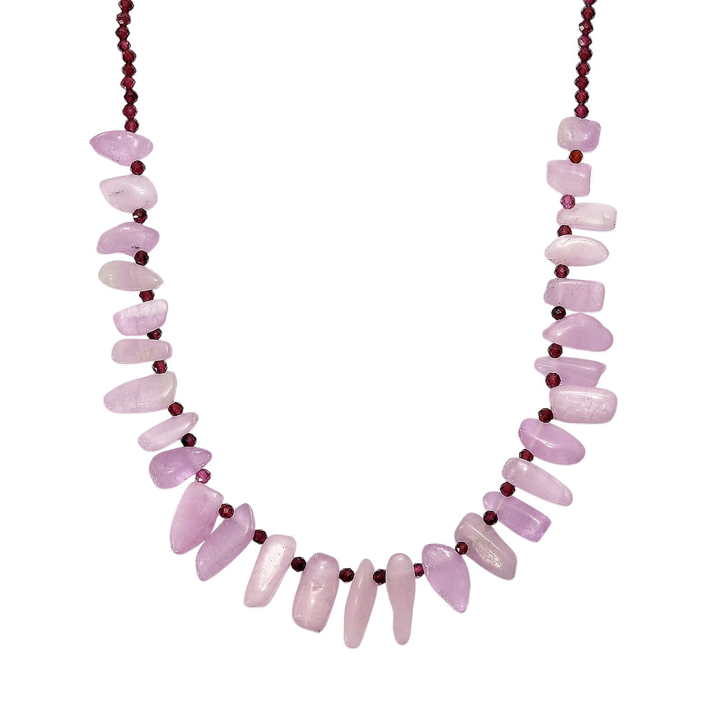 D'Joy Kunzite & Rhodolite Garnet Necklace (Size - 18) in Rhodium Overlay Sterling Silver 123.00 Ct._8282714