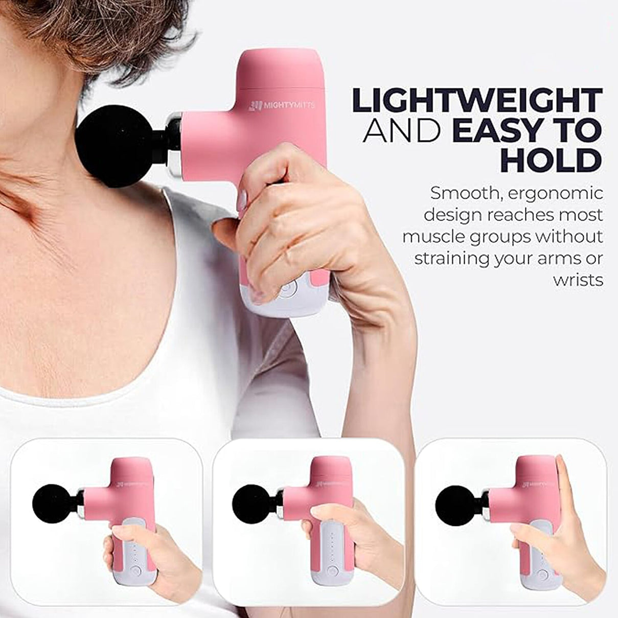 MightyMitts Portable Massage Gun for Deep Tissue Muscle Recovery with 4 Heads and 6 Speeds 8282770 3