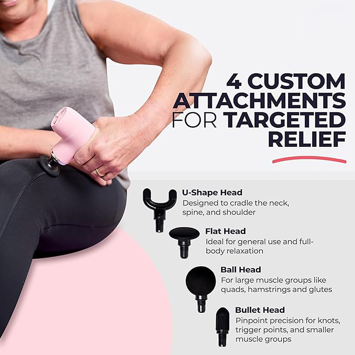 MightyMitts Portable Massage Gun for Deep Tissue Muscle Recovery with 4 Heads and 6 Speeds 8282770 4