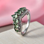 D'Joy Natural Green Apatite & White Zircon Half Eternity Band Ring in Platinum Overlay Sterling Silver 1.85 Ct._8282774_1