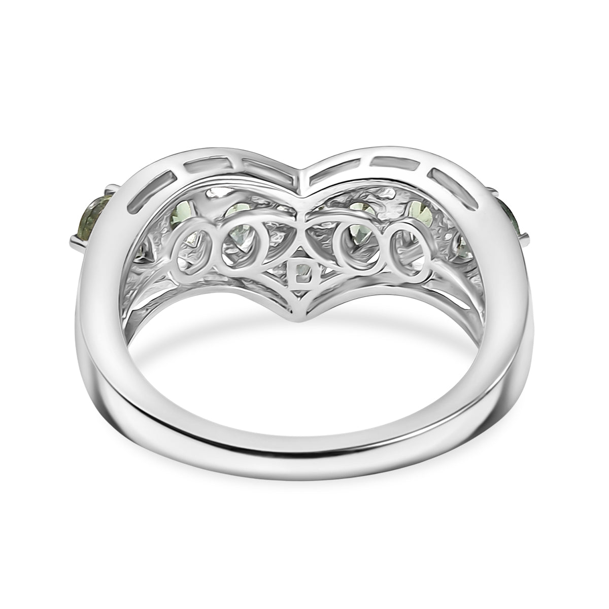 D'Joy Natural Green Apatite &amp; White Zircon Half Eternity Band Ring in Platinum Overlay Sterling Silver 1.85 Ct. V32564352 5