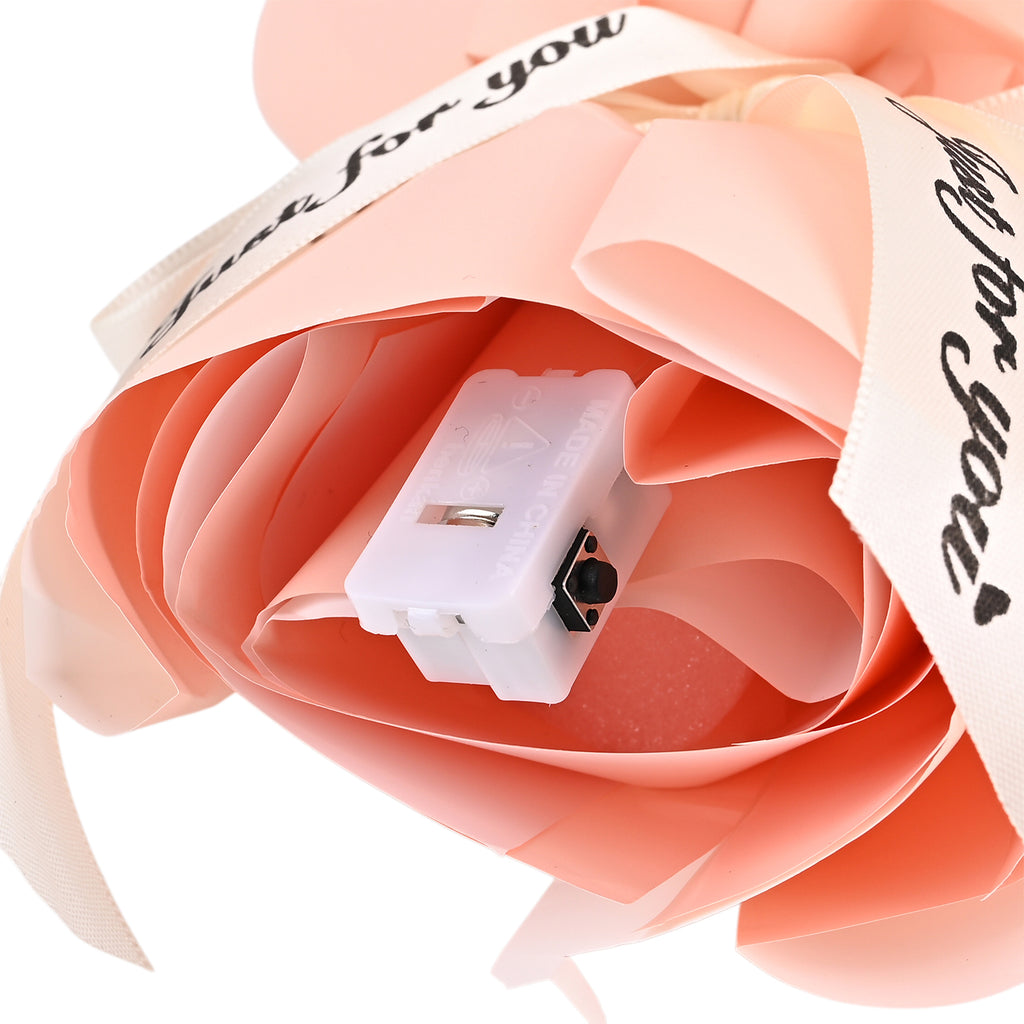 LIVMORE Handmade Knitted Flower Bouquet with 10 LED Lights (26cm) - Light Peach_8282804_5