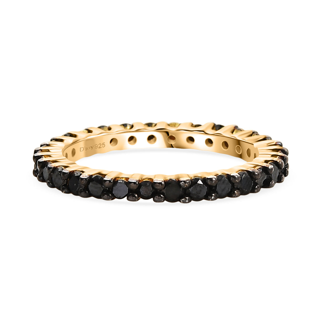 D'Joy Black Diamond Band Ring in 18K Vermeil Yellow Gold Plated Sterling Silver 1.11 Ct._8282805