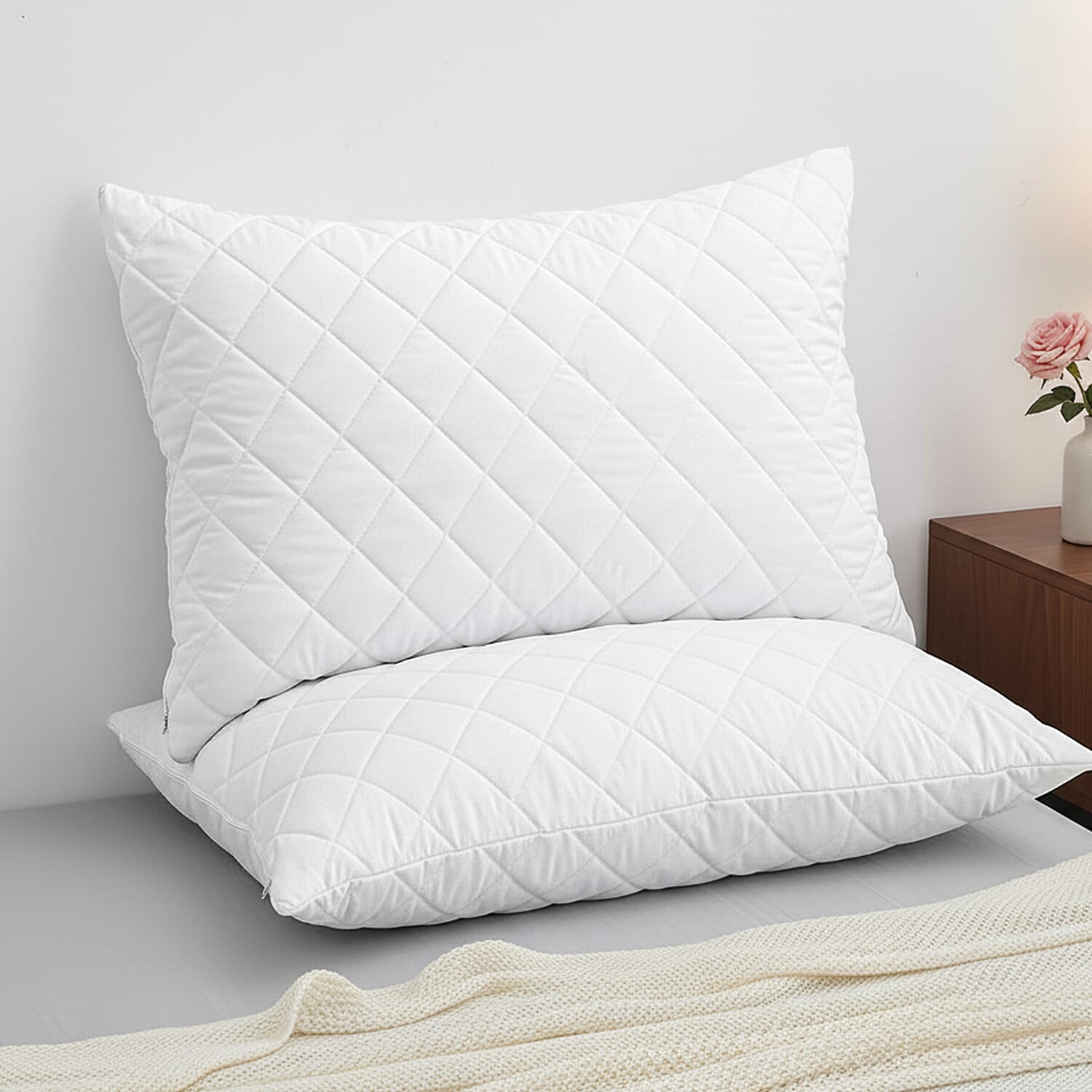 Livmore Pack of 2 Hotel Quality Quilted Pillows - White 8282817 4