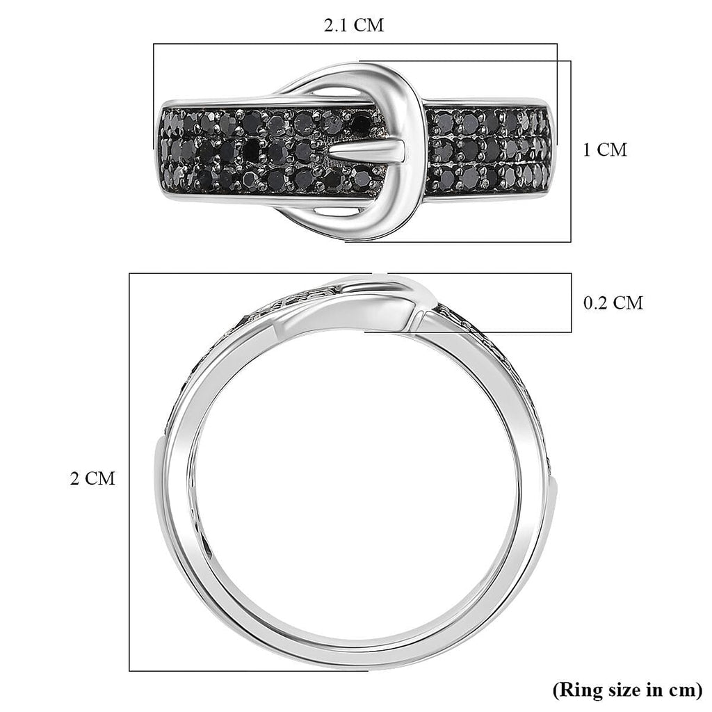 D'Joy Black Diamond Buckle Ring in Rhodium Overlay Sterling Silver 0.50 Ct._8282988_5
