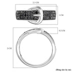 D'Joy Black Diamond Buckle Ring in Rhodium Overlay Sterling Silver 0.50 Ct._8282988_5