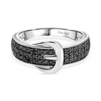 D'Joy Black Diamond Buckle Ring in Rhodium Overlay Sterling Silver 0.50 Ct._8282989