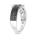 D'Joy Black Diamond Buckle Ring in Rhodium Overlay Sterling Silver 0.50 Ct._8282989_3