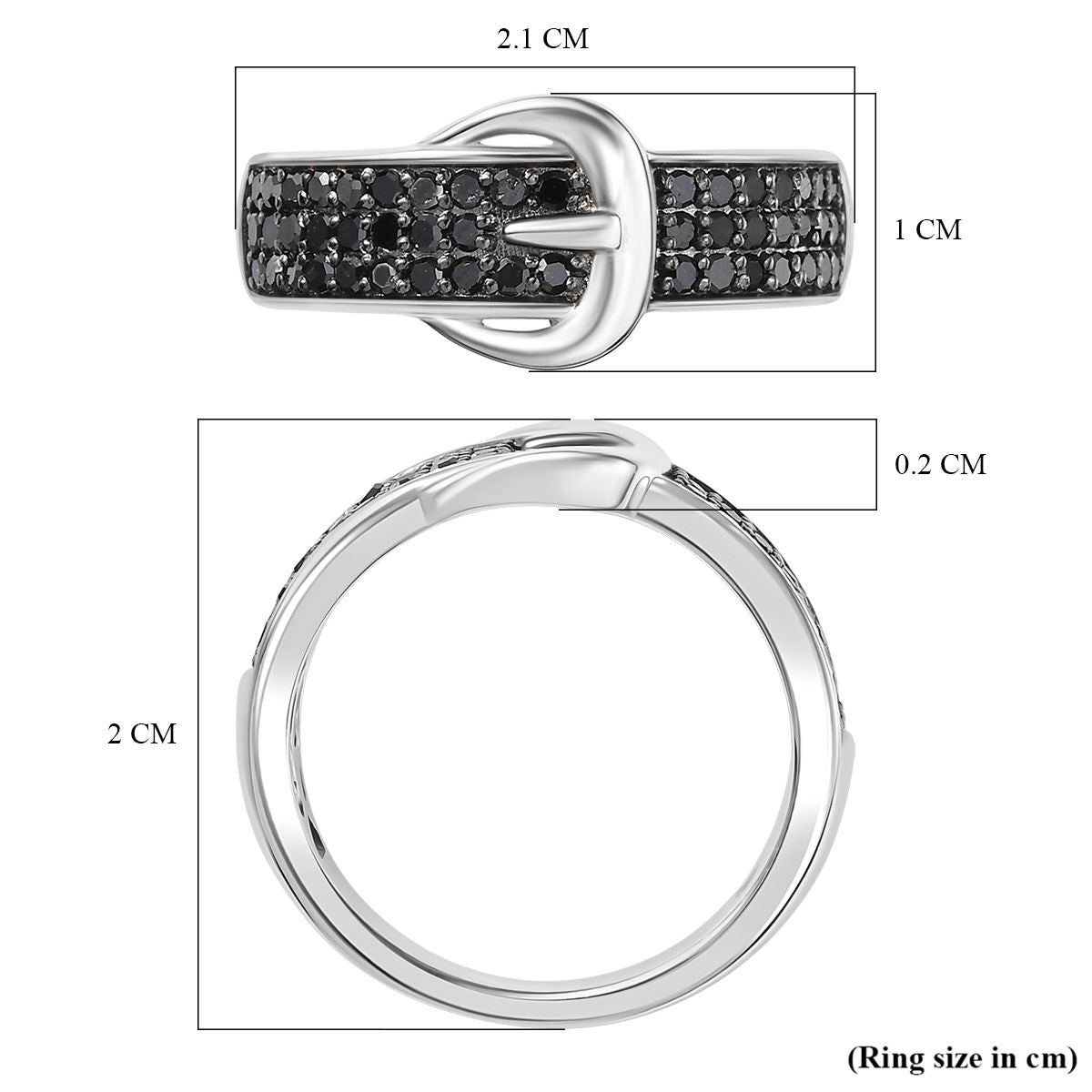 D'Joy Black Diamond Buckle Ring in Rhodium Overlay Sterling Silver 0.50 Ct. V32524264 6