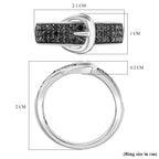 D'Joy Black Diamond Buckle Ring in Rhodium Overlay Sterling Silver 0.50 Ct._8282989_5