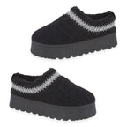 Emma Panda Embroidered Trim Platform Sherpa Boots (Size 4) - Black_8283059