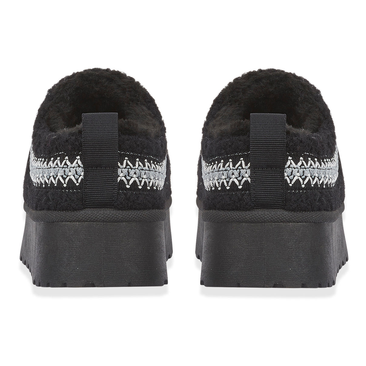 Emma Panda Embroidered Trim Platform Sherpa Boots (Size 4) - Black V32528749 2