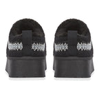 Emma Panda Embroidered Trim Platform Sherpa Boots (Size 4) - Black_8283059_2