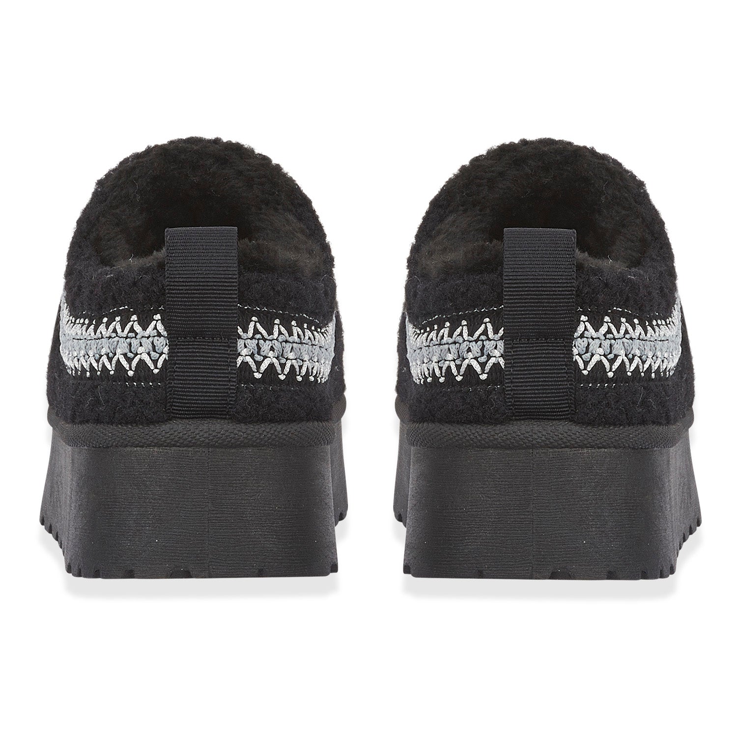 Emma Panda Embroidered Trim Platform Sherpa Boots (Size 4) - Black V32528749 2