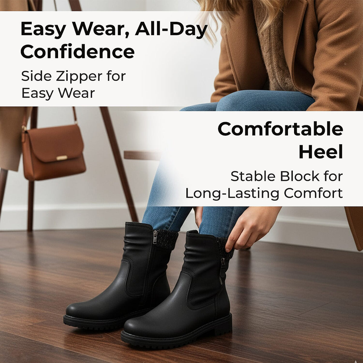 Emma Copenhagen Faux Suede Ankle Boots With Knit Cuff (Size 4) - Black 8283088 3