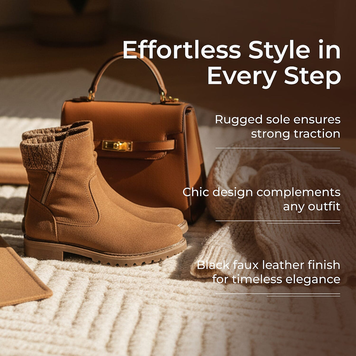 Emma Copenhagen Faux Suede Ankle Boots With Knit Cuff (Size 6) - Camel V32517584 2
